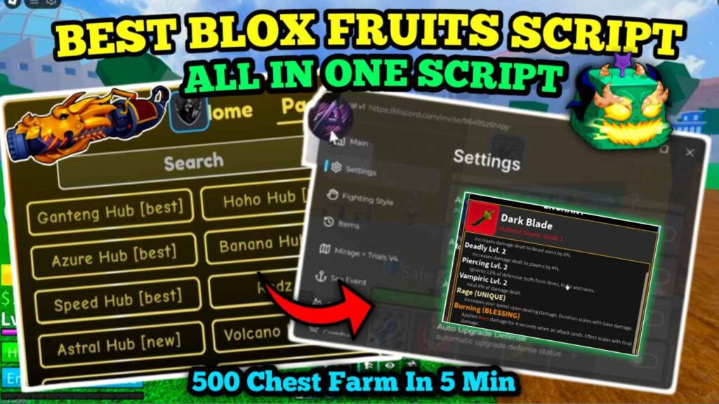 Blox Fruit Script All In One , Fastest Max Lvl , Drago Trail , Get All Swords & More