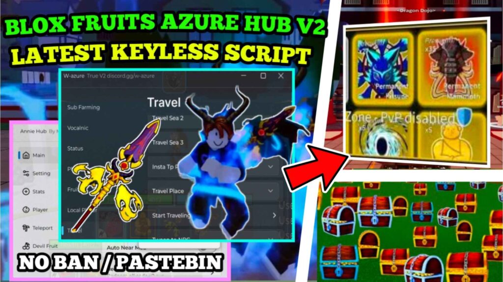 New Blox Fruit Script | Azure Hub | Devil Fruit Sniper , Phrestroic Island , Mastery Farm & More