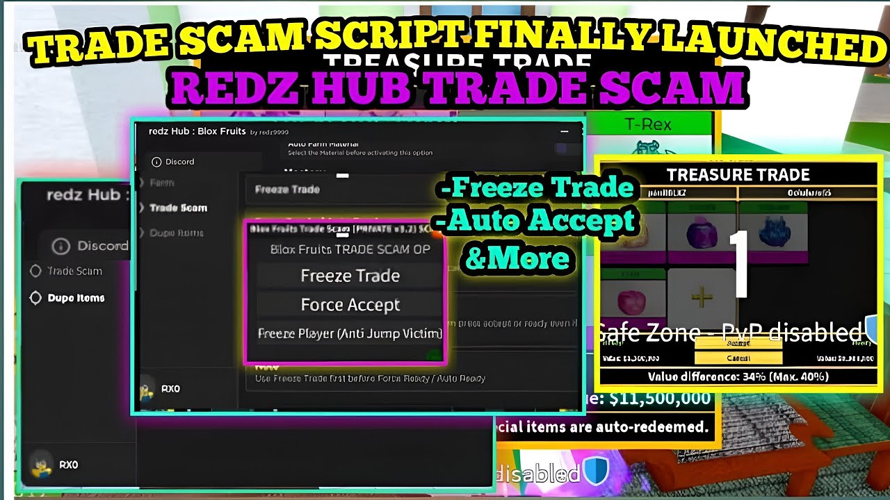 Trade Scam Script For Blox Fruit Dragon Update | Red Z Hub 🎉 | Freeze Trade | Accept Trade