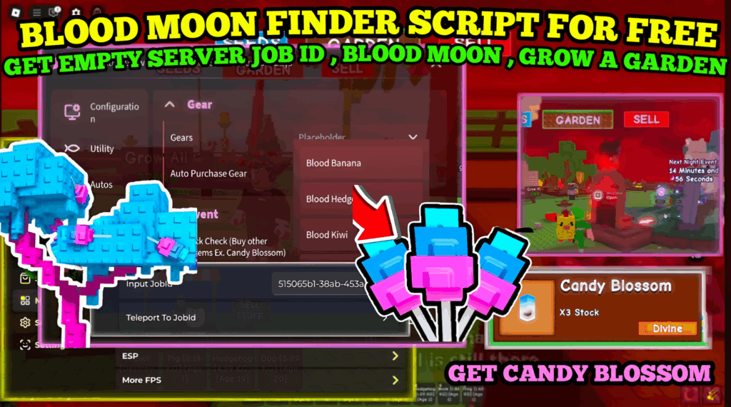 [NEW] Grow A Garden Blood Moon Server Script | Get Job Id For Old Server | Get Candy BLOSSOM & More