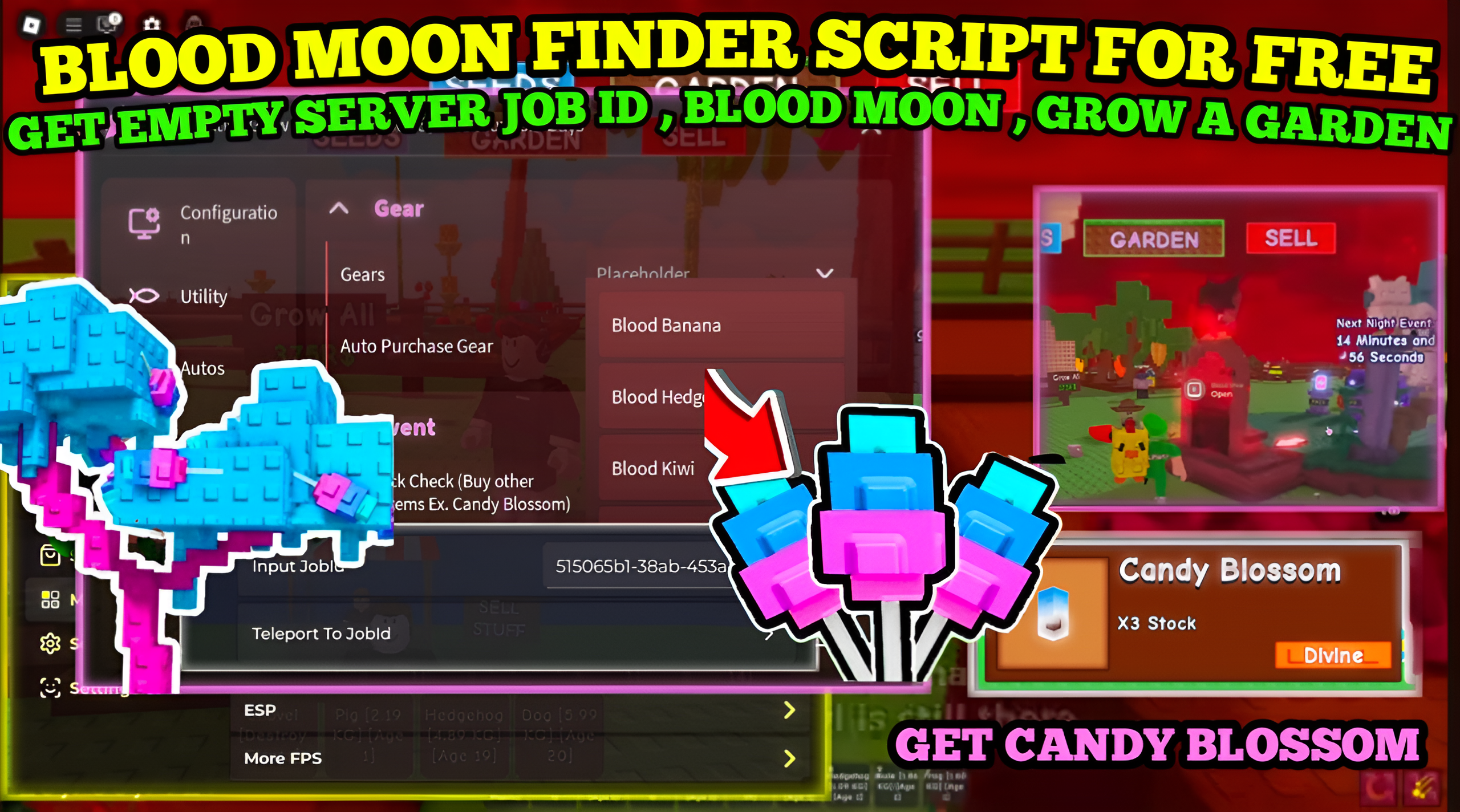 [NEW] Grow A Garden Blood Moon Server Script | Get Job Id For Old Server | Get Candy BLOSSOM & More