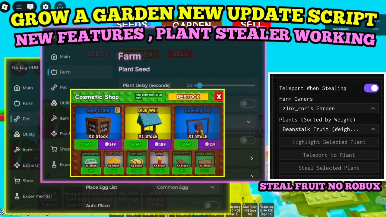 [UPDATE⛲] Grow a Garden Updated Script | Buy Unlimited Cosmetics | Plant Stealer | Fastest Farming