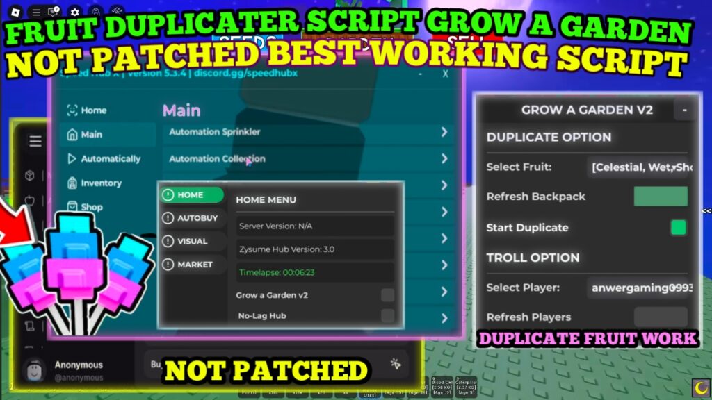 [NOT PATCH] Grow a Garden Script : Fruit & Pets Duplicate , Steal Fruit , Working On New Update