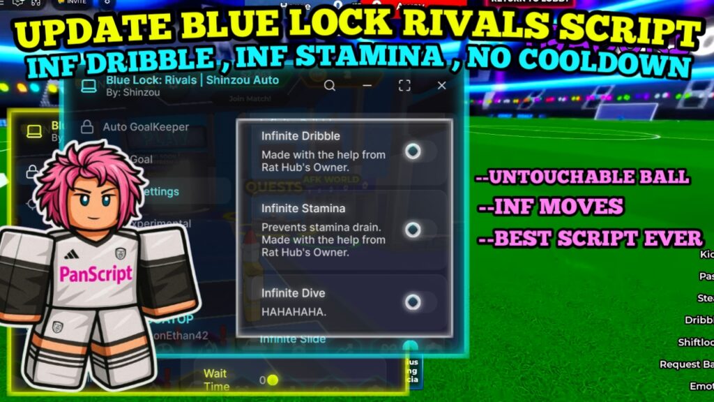 [INF MOVES] Blue Lock Rival Updated Script : INF STAMINA , Auto Goal , Hit Box , Untouchable Ball