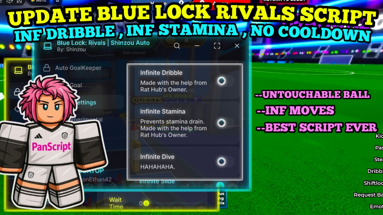 [INF MOVES] Blue Lock Rival Updated Script : INF STAMINA , Auto Goal , Hit Box , Untouchable Ball