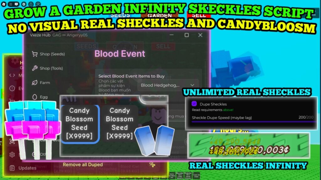 [BEST] Grow a Garden : Real Sheckles Duplicators Script (Unlimited) , Duplicate Candy Bloosom & More