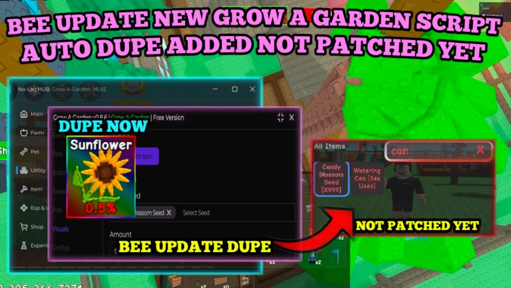 [UPD🐝] Grow A Garden NEW Dupe Added | Dupe Sunflower | [Not Patched ] – Legith , Dupe Work Server