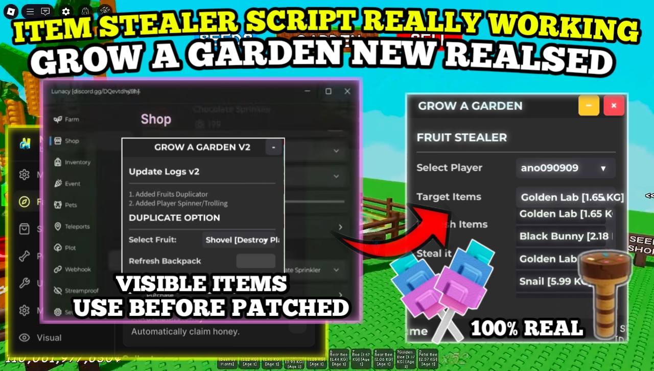 [NEW] Grow A Garden Script : Now Steal Real Items (Seeds , Fruit  , Pets) Not Patched With No Key