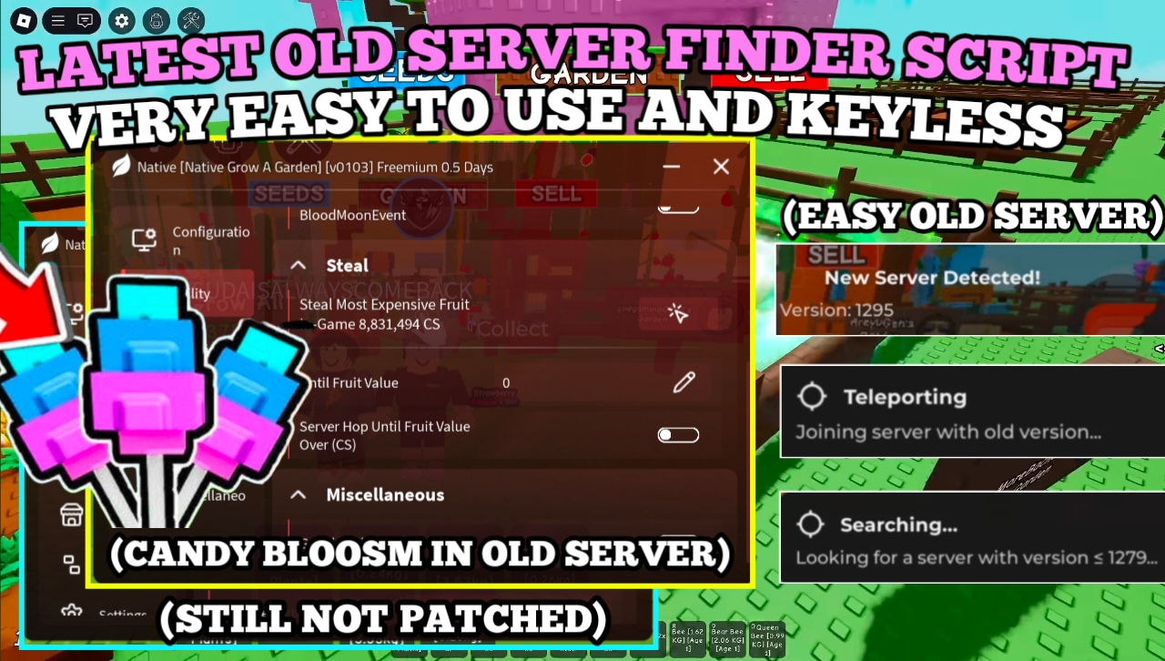 [NEW] Grow A Garden Script : Old Server Teleport (Not Patched Now ) – Get Candy Blossom