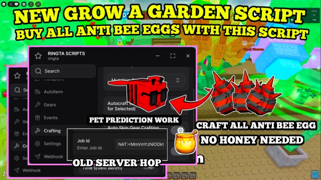[NEW] Grow A Garden Script : Auto Craft Anti Bee Egg (Skip Honey + Skip Time) , Auto Old Server