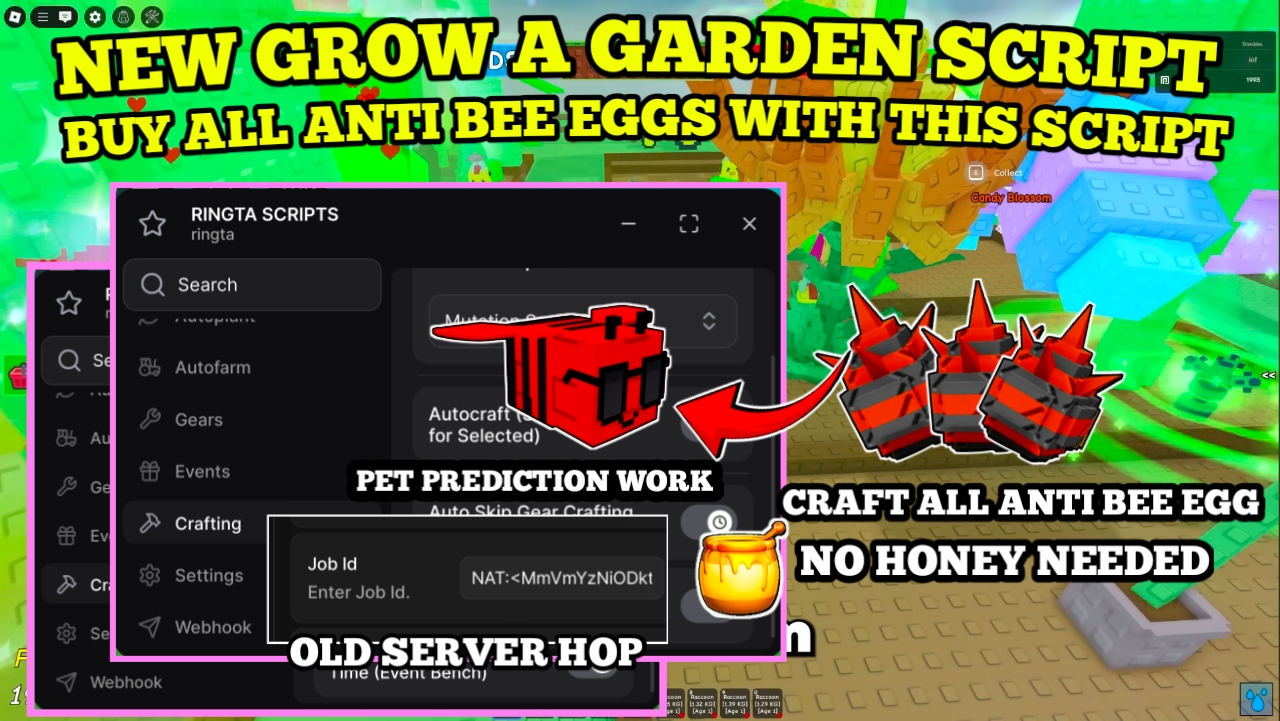 [NEW] Grow A Garden Script : Auto Craft Anti Bee Egg (Skip Honey + Skip Time) , Auto Old Server