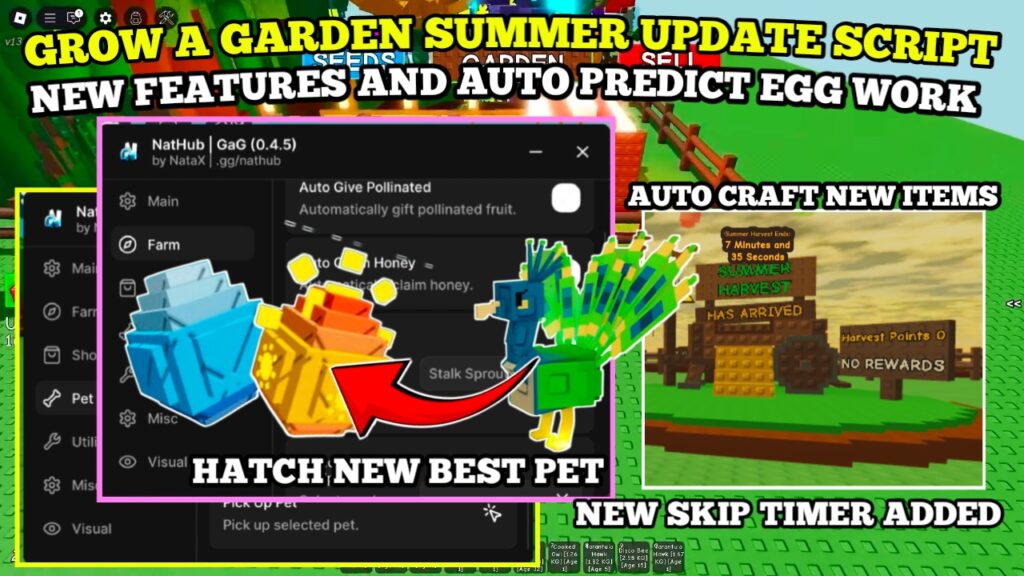 [Summer UPD] Grow A Garden Script : Auto Craft Summer Items (New Egg Prediction) – Auto New Wheather