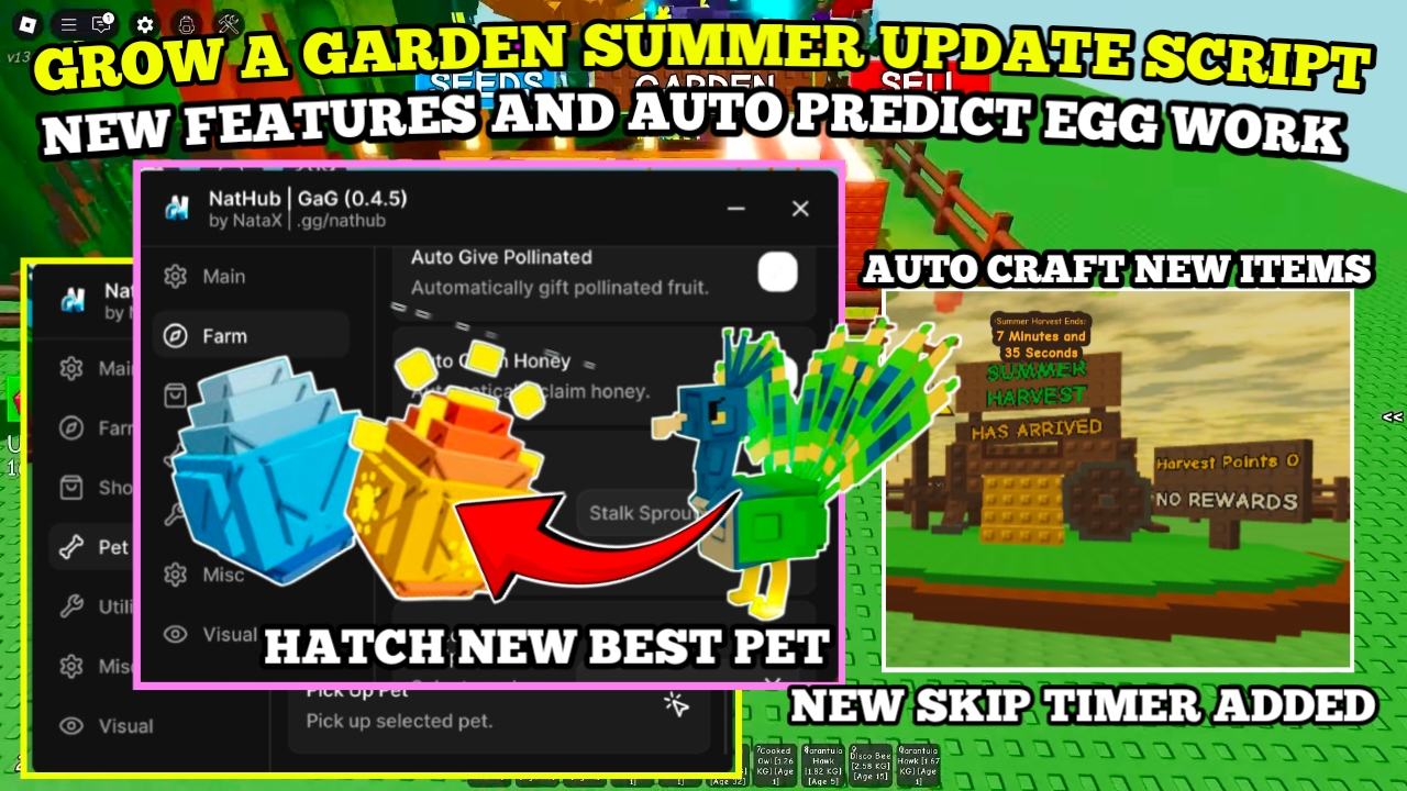 [Summer UPD] Grow A Garden Script : Auto Craft Summer Items (New Egg Prediction) – Auto New Wheather