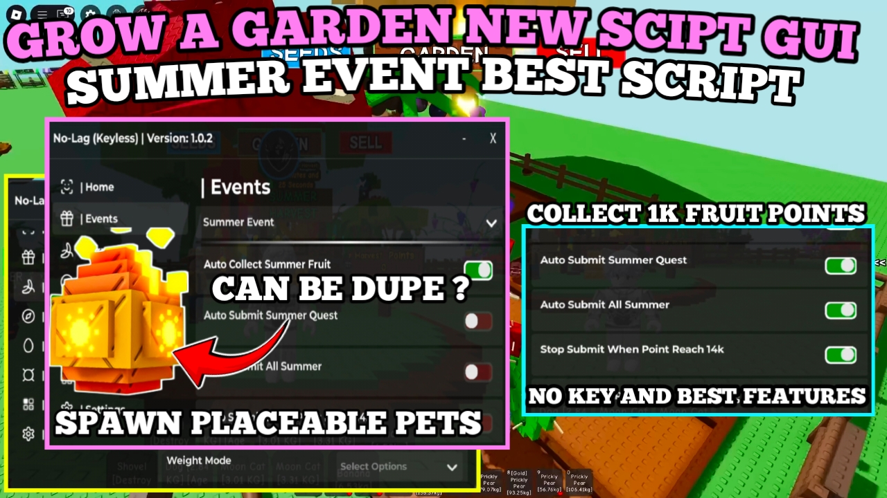 [UPD NEW] Grow A Garden Script : Auto Collect All Summer Fruits , Dupe New Egg ? , Placeable Pets