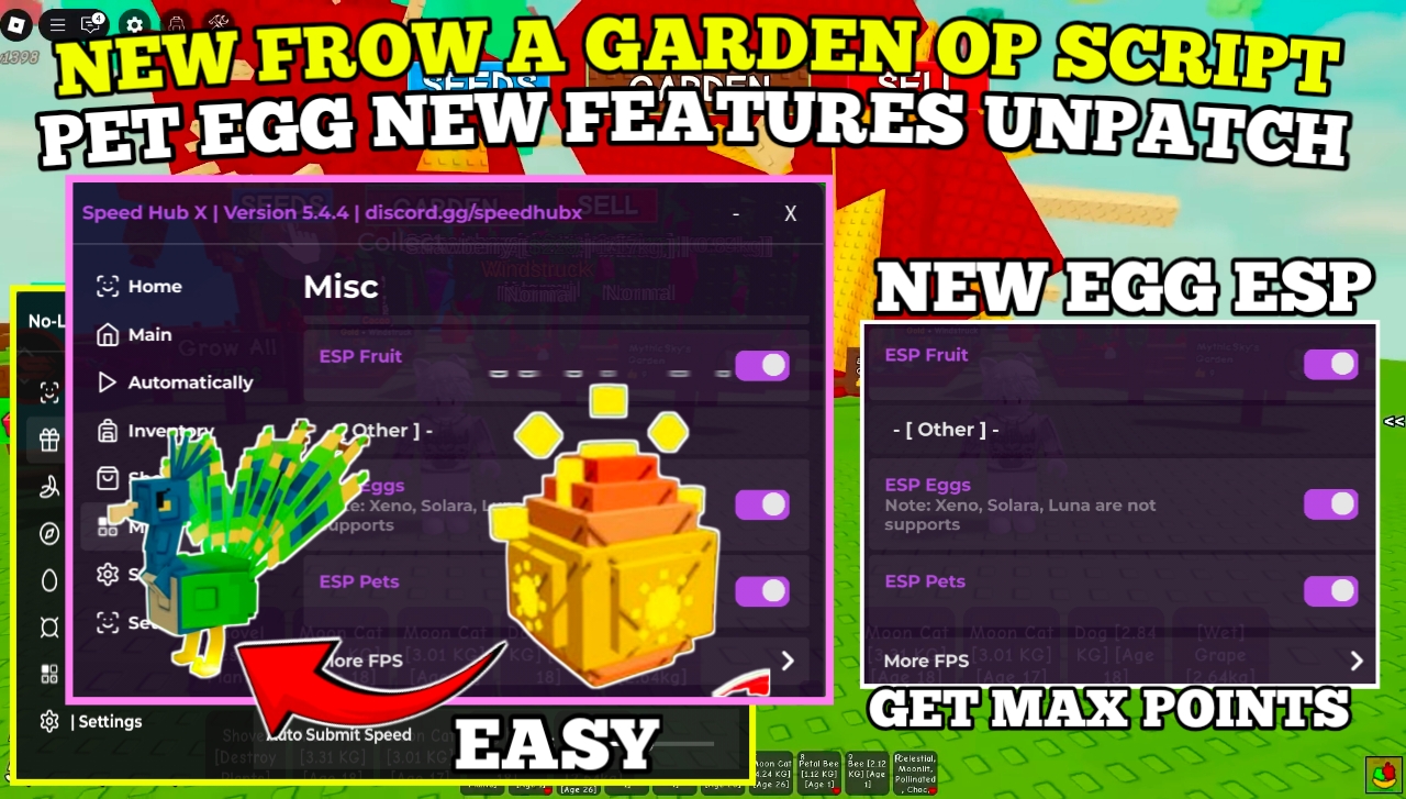 FREE] Grow a Garden Script , New Egg Esp , Harvest Max Points , Pet Growth Increaser & More