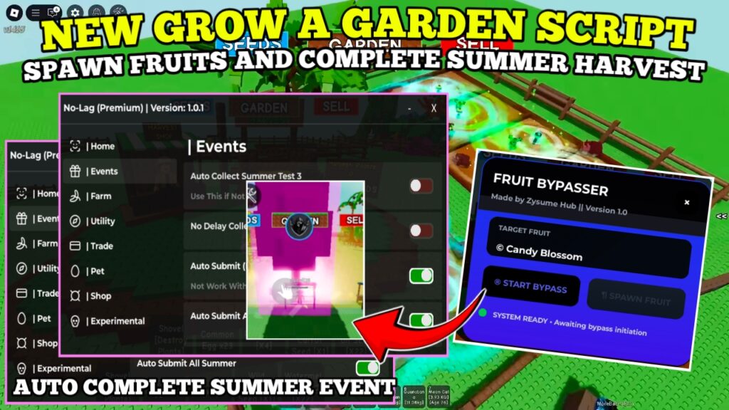 [FREE] Grow A Garden Script : Spawn CandyBloosm , Auto Complete Summer Event , Best Farming