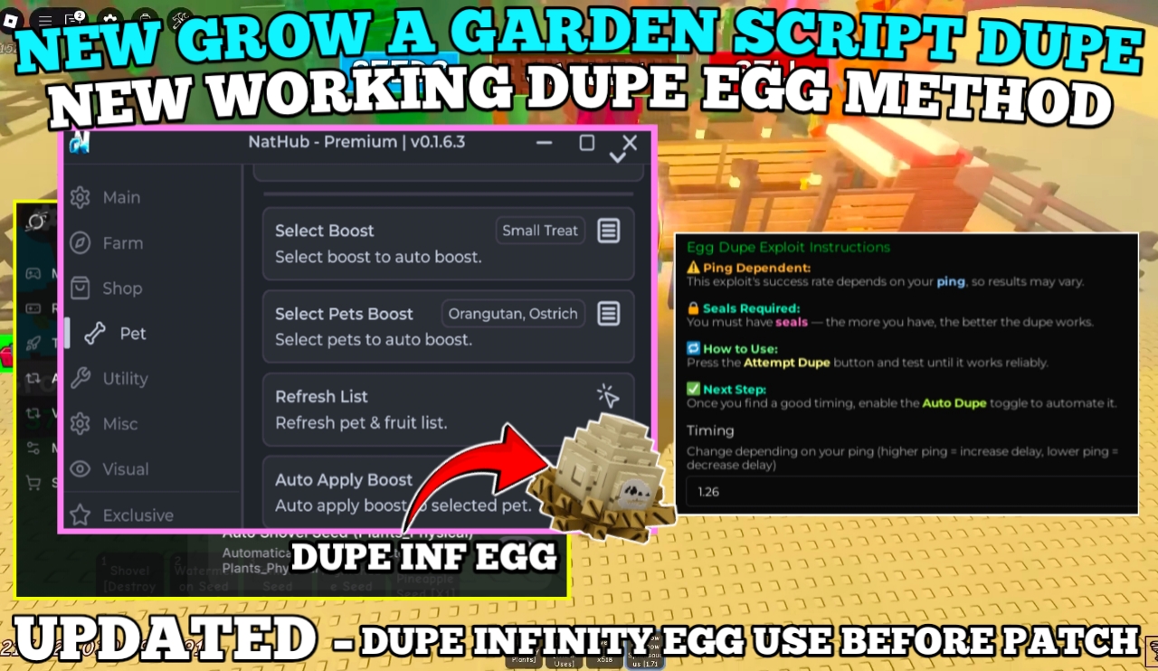 [DUPE] Grow A Garden Script , Real Dupe Infinity Egg , Dupe Sheckles [NOT PATCHED] , Pet Muatation