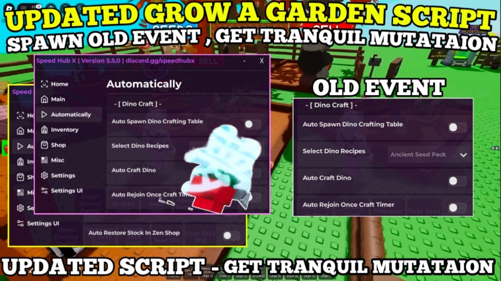 [OLD EVENTS] Grow A Garden Script , Spawn Dino Event , Auto Craft Dino Egg , Auto Zen Event & More