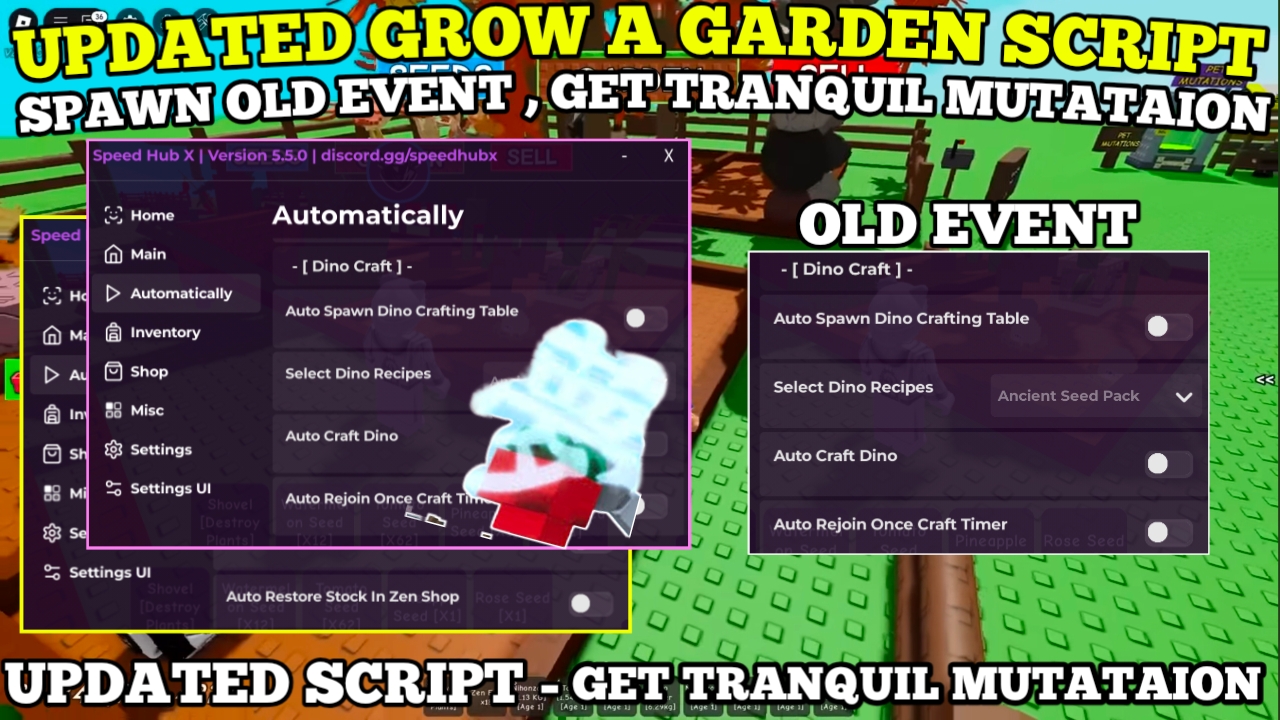 [OLD EVENTS] Grow A Garden Script , Spawn Dino Event , Auto Craft Dino Egg , Auto Zen Event & More