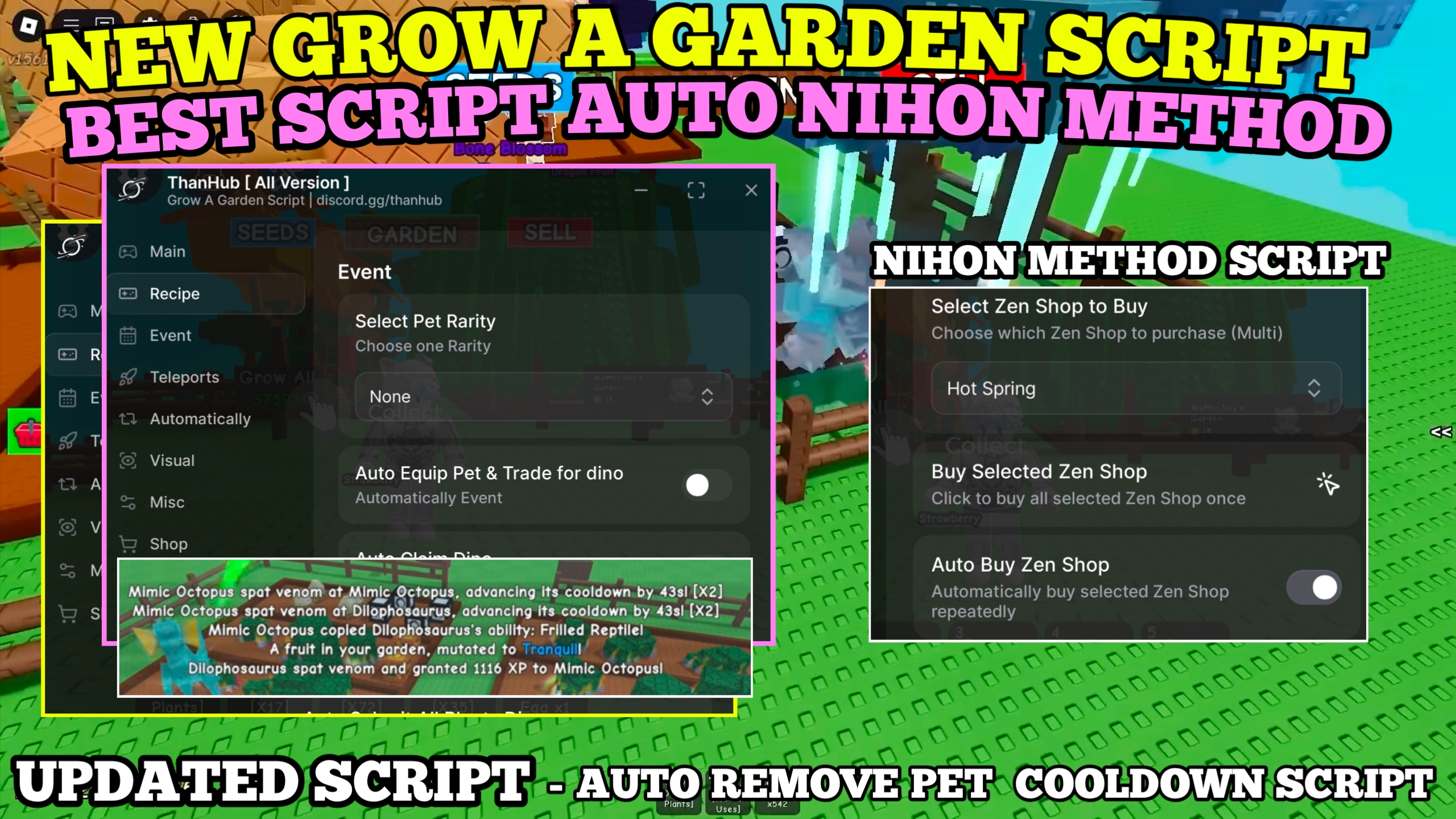 [NEW] Grow A Garden Script , Auto Nihon Method , No Pet Cooldown [ Freeze Pet ] , Auto Zen Event