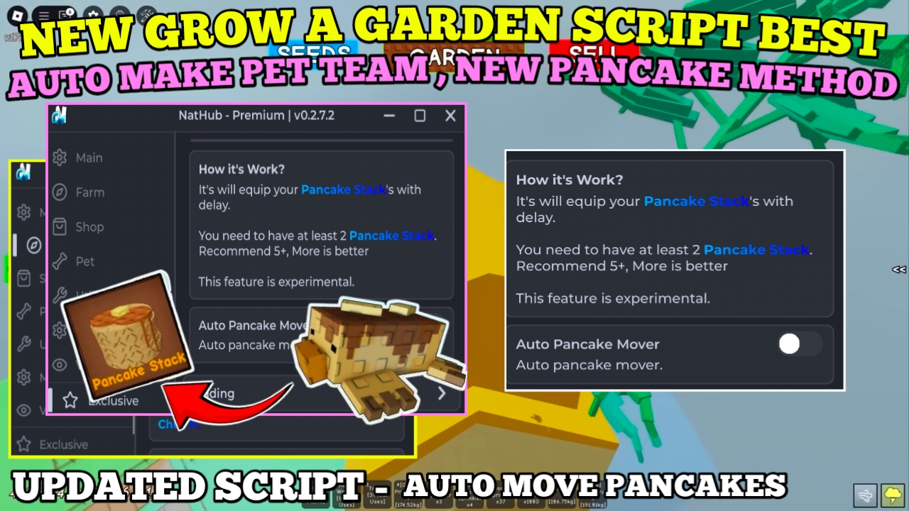 [PANCAKES] Grow A Garden Script , Auto Move PanCakes , Auto Remove Pet Cooldown , Auto Middle Pet