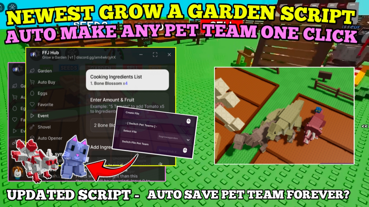 [PET TEAM] Grow A Garden Script , Auto Make Pet Team , Fast Cooldown? , Complete Cooking Event