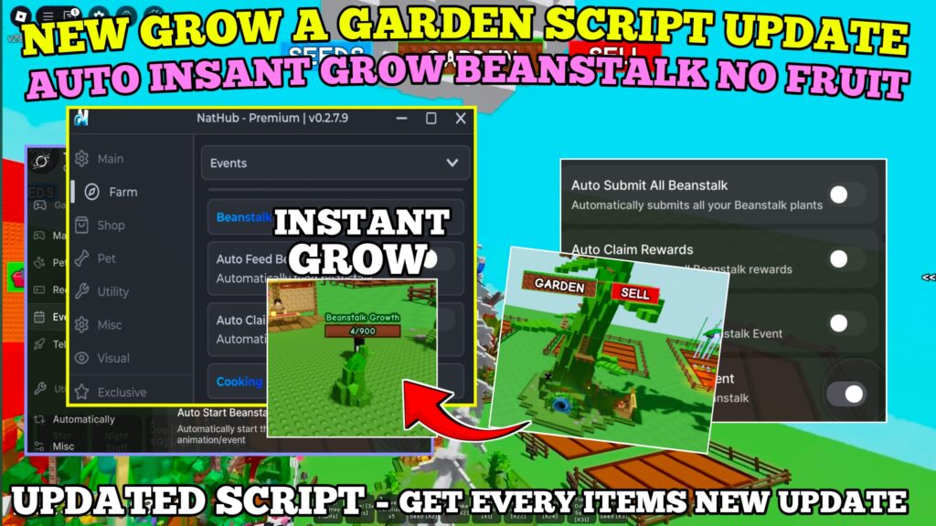 [INSTANT GROW] Grow A Garden Script , Instant Start Beanstalk Event , Submit All Beanstalk & More
