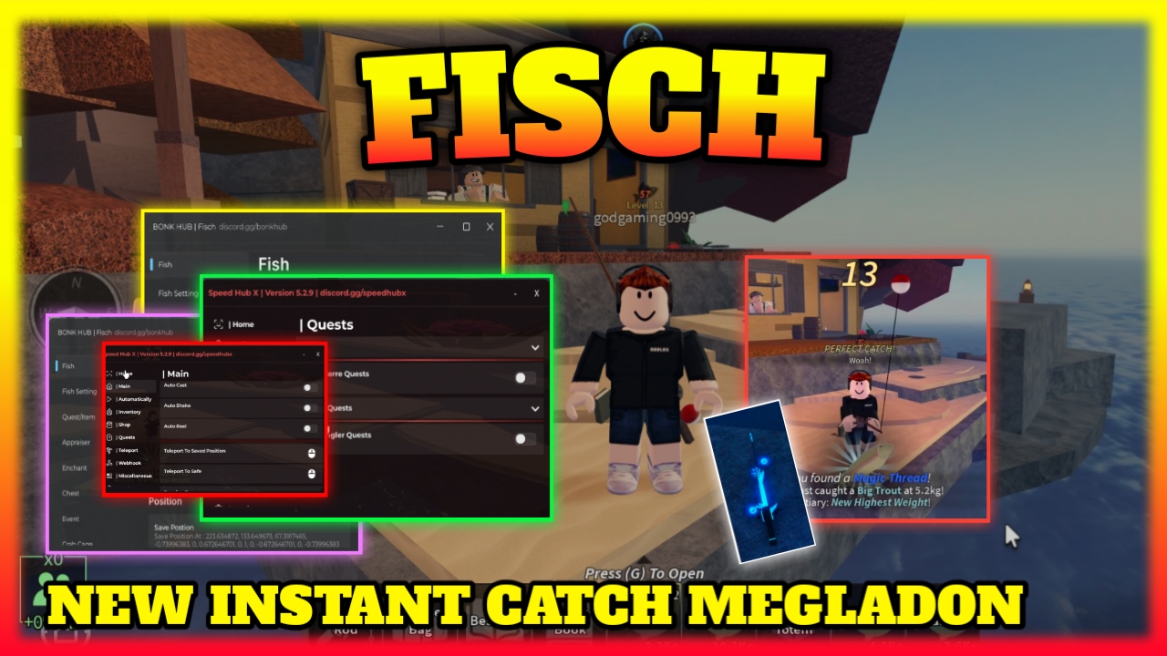 FISCH SCRIPT NEW UNDECTED LATEST VERSION , INSTANT MEGLADON , Auto QUEST , Farm Chest , OP CATCH