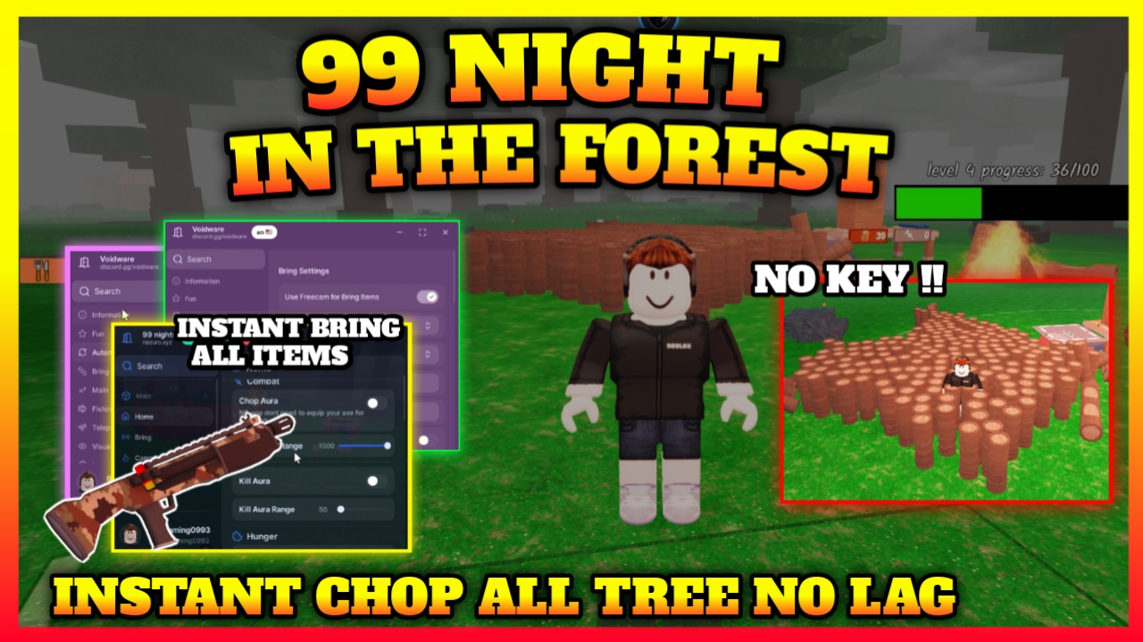 99 NIGHT IN THE FOREST SCRIPT , Instant Chop All Tree (No Lag) , Bring Items , DIAMOND FARM – Best