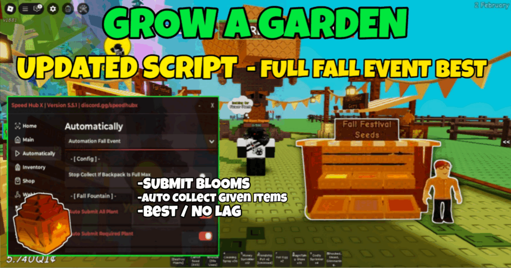 GROW A GARDEN SCRIPT – *BEST* ,Submit REQUIRED Plant ,Increase BLOOMS Points (BEST)