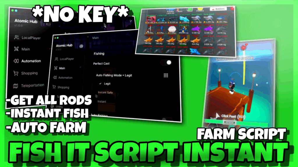 FISH IT Script Free Pastebin 2025 | Legith Instant Catch *NO KEY* , Event Farm , Auto Farm