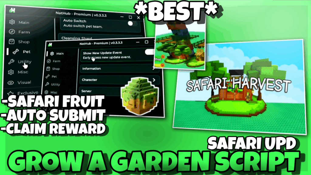 GROW A GARDEN Script Free Pastebin 2025 | Safari Event – Submit Safari Fruit , Claim Rewards