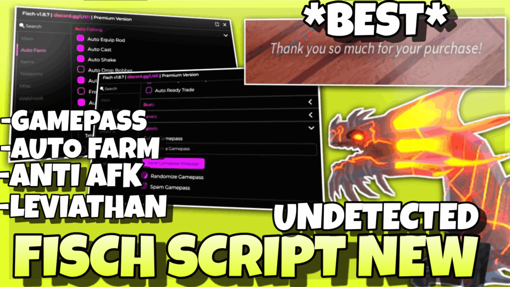 FISCH Script *NO KEY* – Auto Farm , Farm Leviathan , Free Gamepass , NEW UPDATE