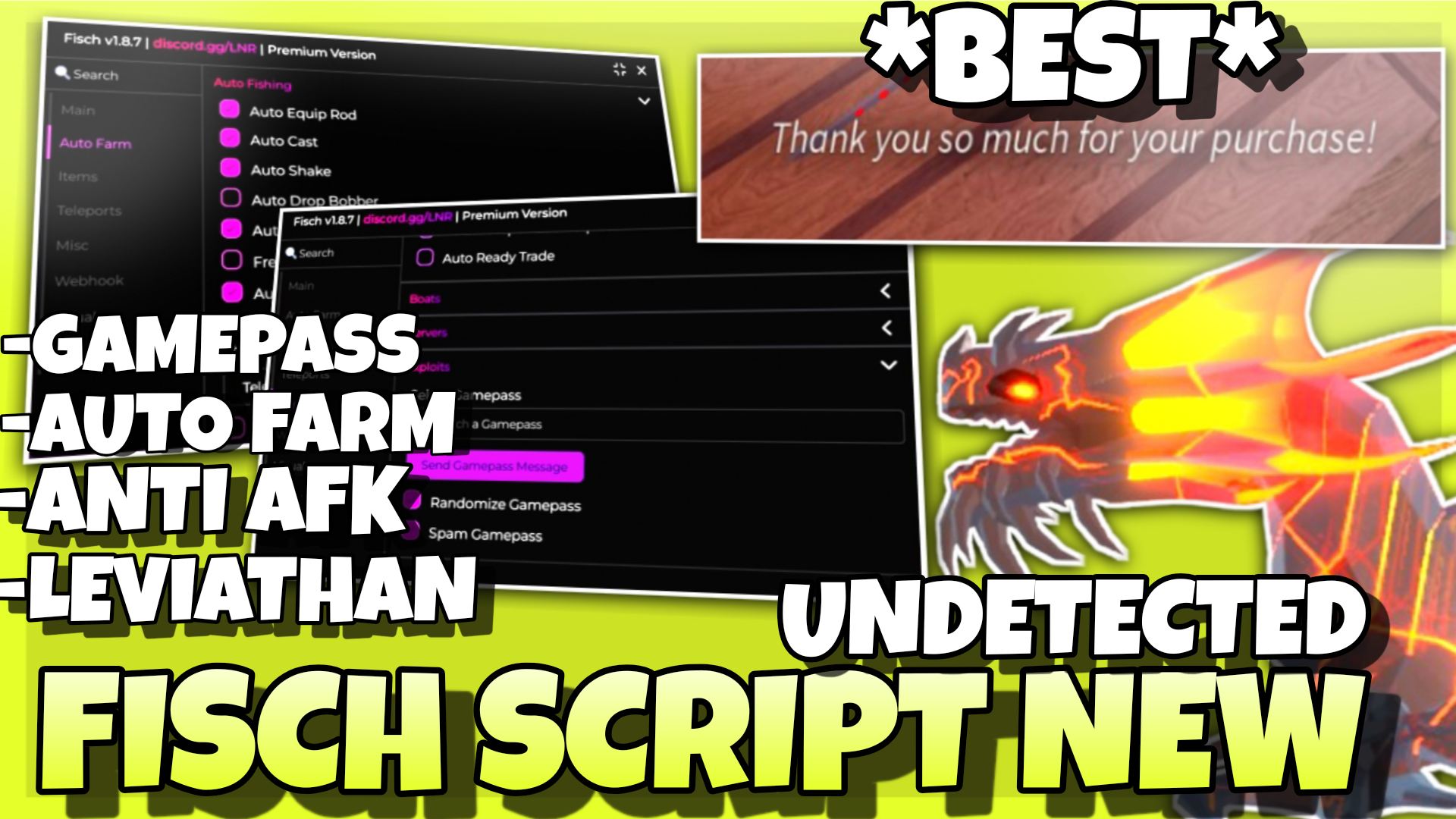 FISCH Script *NO KEY* – Auto Farm , Farm Leviathan , Free Gamepass , NEW UPDATE