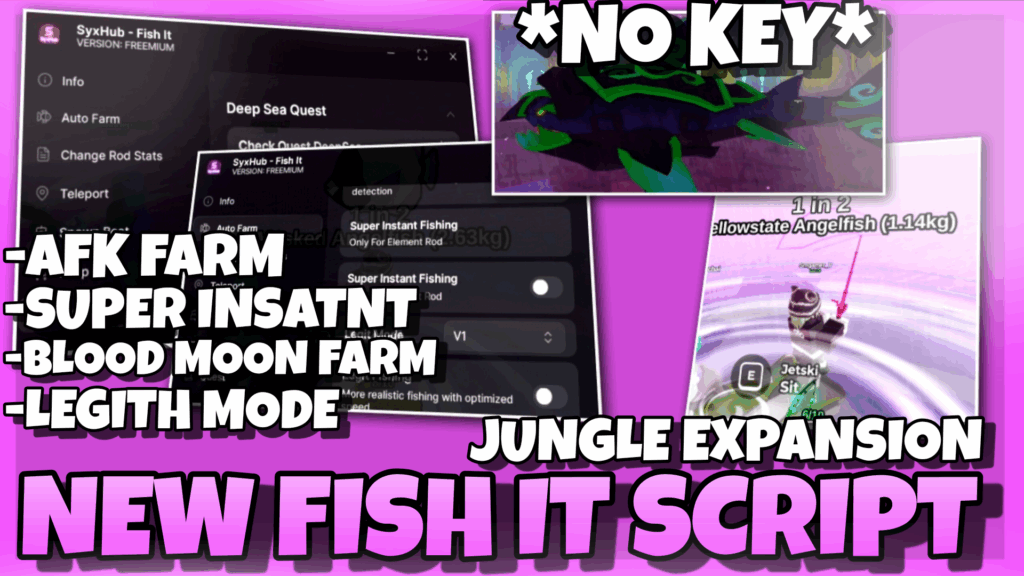 FISH IT Script *NO KEY* – Jungle Expansion , Afk Farm , Super Instant Fishing , New Event Farm
