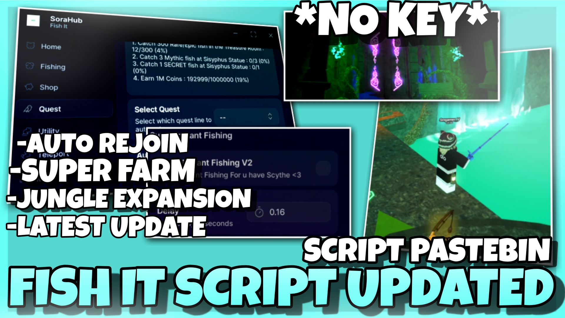 FISH IT Script *NO KEY* – ⛩️Auto Sacred Temple , Auto Rejoin , Super Instant Fishing , Anti Afk