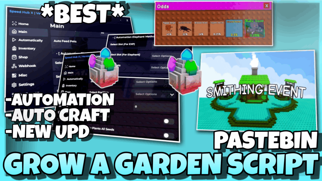 GROW A GARDEN Script *NEW* – Auto Craft , Smithing Event , Updated Features , Auto Farm