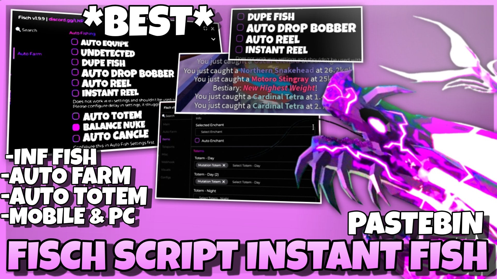 Fisch Script *BEST* , Infinity Fish Farm , Instant Catch , Auto Farm , Auto Bobber , Mobile & Pc