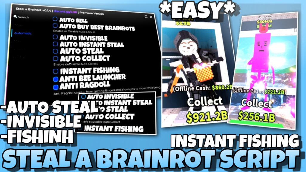 Steal A Brainrot Script *BEST*,Instant Fishing ,Auto Steal, Anti RagDoll, Auto Buy Best Brainrot 🌿🥳