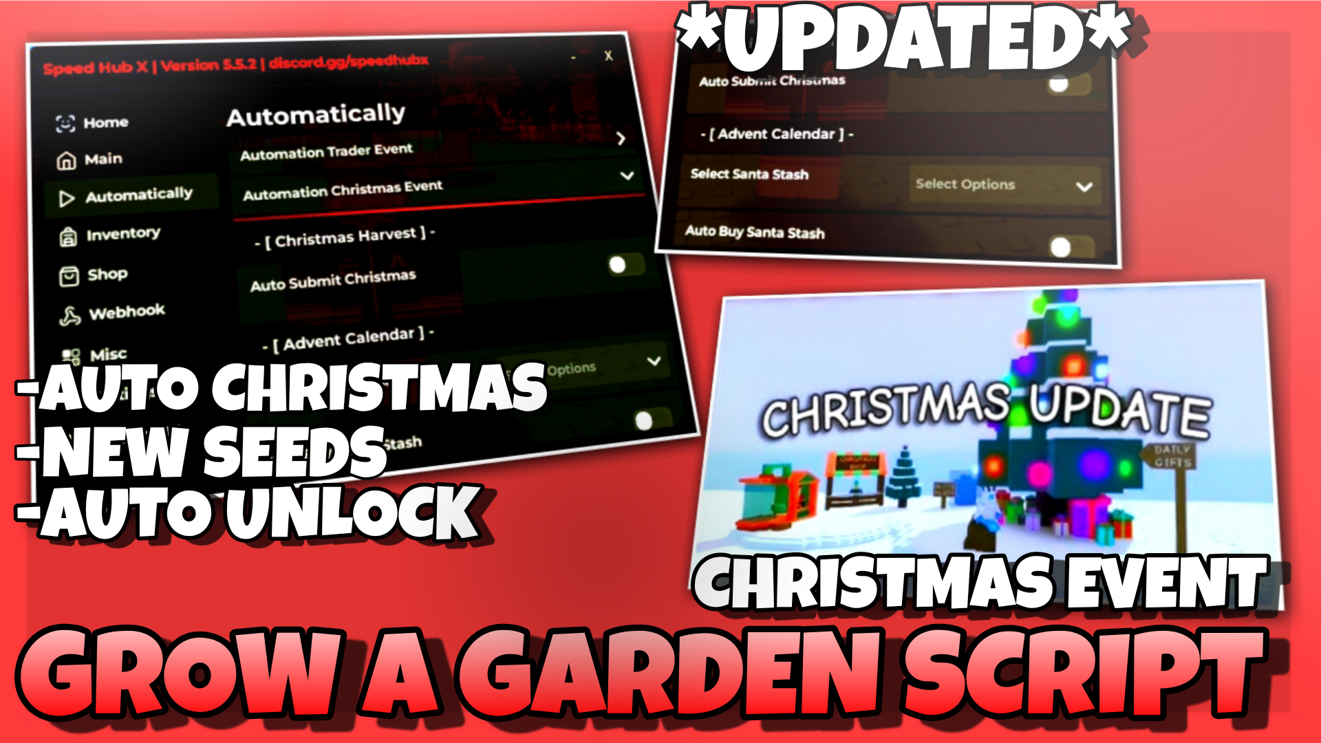 Grow A Garden Script *UPD* , Christmas Event, Auto Christmas, Auto Santa Stash, Auto Buy