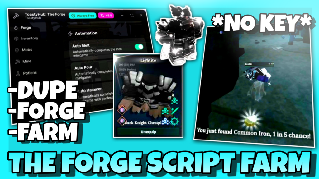 The Forge Script *NO KEY*, Auto Farm, DUPE, Auto Forge, Get Best Race, Farm Mobs, Auto Desync🎉