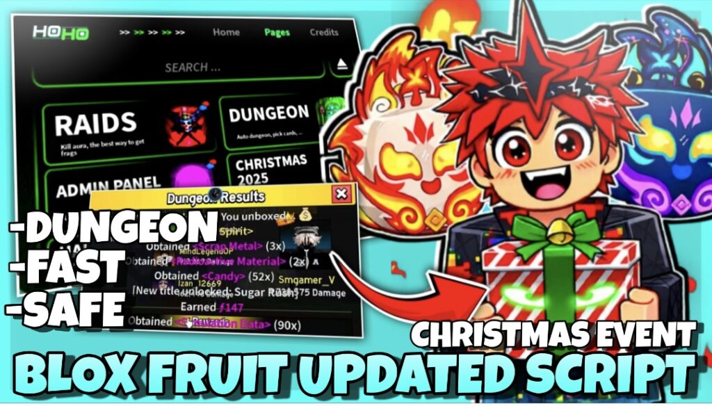 Blox Fruits Scripts *2025*, Auto Fast Dungeon, Auto Collect Gifts, Auto Mastery, Admin Panel🎅🔥