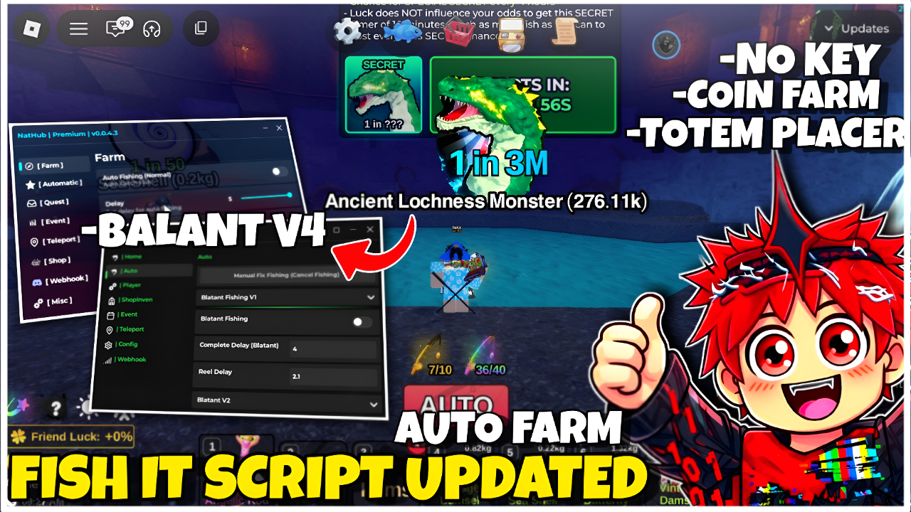 Fish it Script *2026*, Blatant V4, Super Legith Reel, Auto Farm Events, Anti Stuck, Spam Catch πͺ
